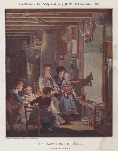 Kaninen på veggen (farge litho) av David (after) Wilkie