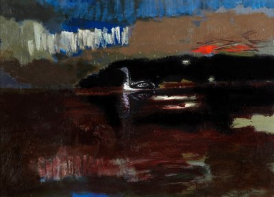 Black-throated Diver, ca. 1986 (olje på lerret) av David Alan Redpath Michie