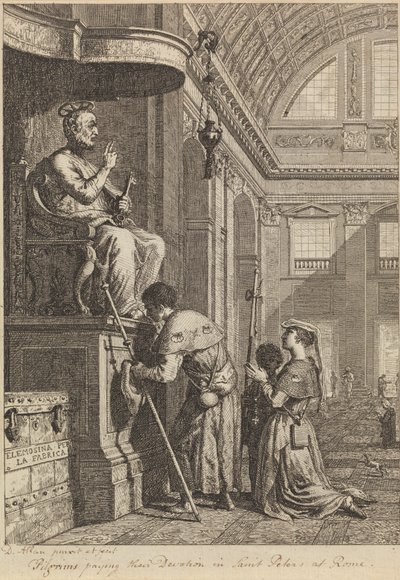 Pilegrimer som betaler sin hengivenhet i St. Peters i Roma av David Allan