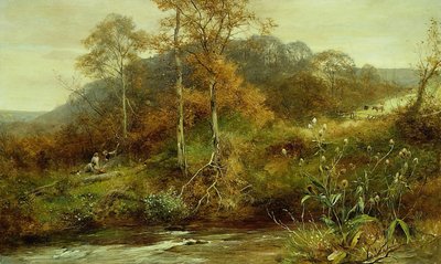 Autumn River Scene, The Brook av David Bates