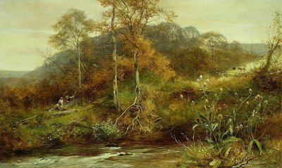 Autumn River Scene, The Brook av David Bates
