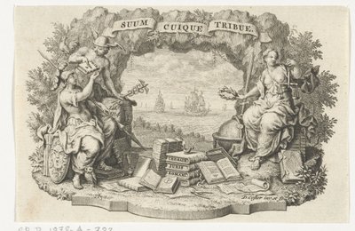 Vignette med Mercury, Minerva og Justice av David Coster
