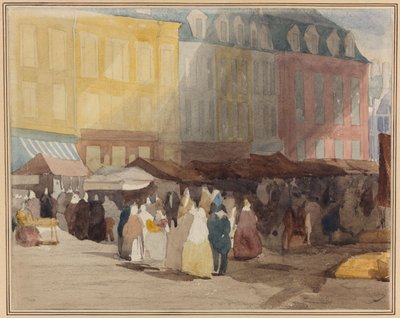 En fransk markedsscene, muligens Boulogne av David Cox