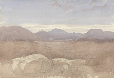 A Mountainous View, Nord-Wales, ca. 1818 (w/c & grafitt på papir) av David Cox