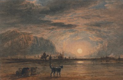 Strandscene - soloppgang av David Cox