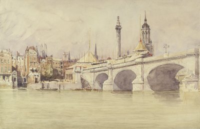 London Bridge, 1831 (wc med kroppsfarge over grafitt på papir) av David Cox