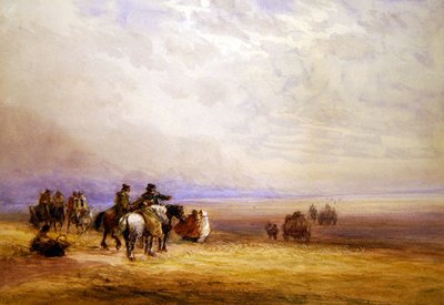 Forbereder seg på å krysse Lancaster Sands (akvarell på papir) av David Cox