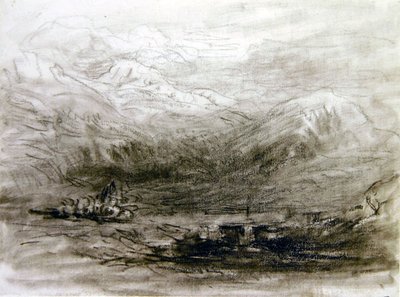 Snowdonia (svart kritt på papir) av David Cox