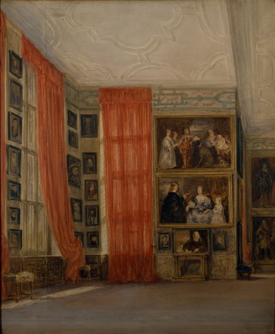 The Long Gallery at Hardwick (akvarell på papir) av David Cox
