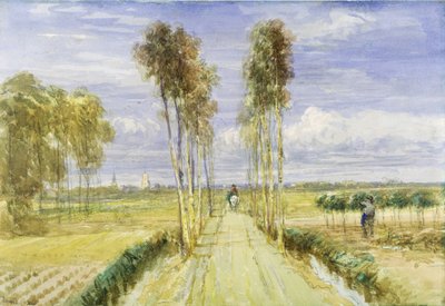 The Poplar Avenue (akvarell over blyant og svart kritt på papir) av David Cox