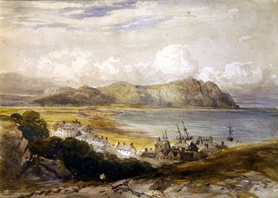 Utsikt over en havn (akvarell på papir) av David Cox