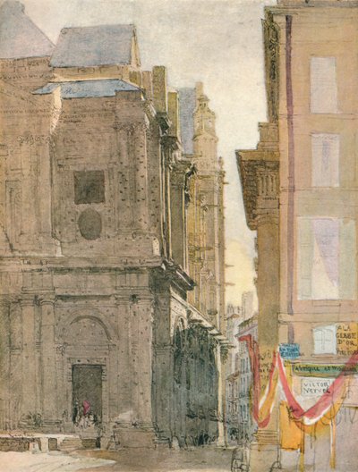 St. Eustache-kirken, Paris, c1829 av David Cox the elder
