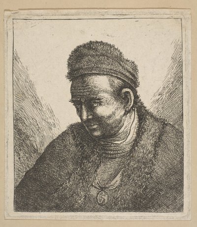 Beardless Man in Fur Cloak and Cap: Bust, andre halvdel av 1700-tallet. av David Deuchar