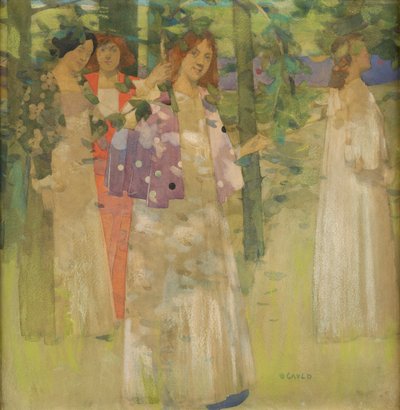 The Procession of St Agnes (wc på papir) av David Gauld