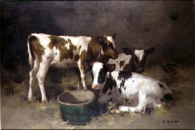 Tre kalver (olje på lerret) av David Gauld