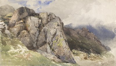 Mountain Rocks (wc over grafitt på papir) av David Hall McKewan