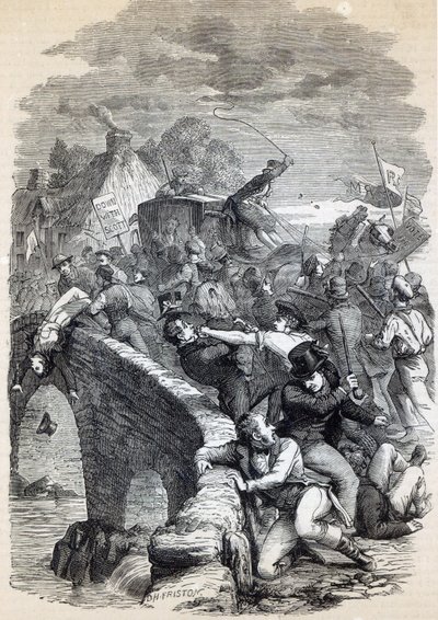 Election Riot at Hawick, 1837, illustrasjon fra 