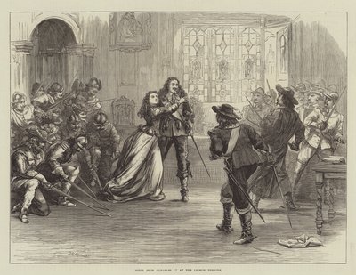 Scene fra Charles I på Lyceum Theatre av David Henry Friston
