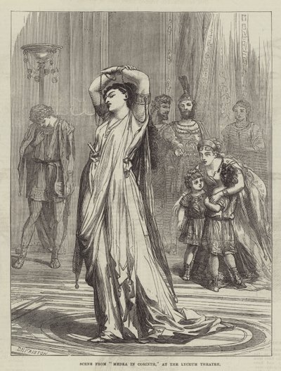 Scene fra Medea i Korint, på Lyceum Theatre av David Henry Friston