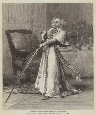 Scene fra Richelieu, på Lyceum Theatre av David Henry Friston