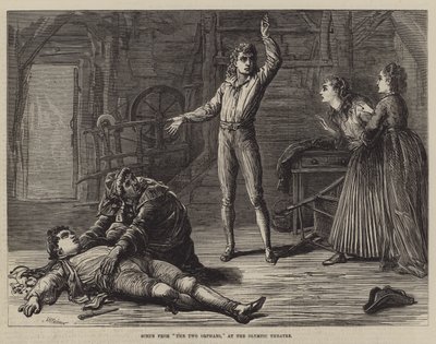 Scene fra The Two Orphans, på Olympic Theatre av David Henry Friston