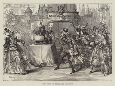 Scene fra Drury Lane Pantomime av David Henry Friston