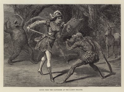 Scene fra Pantomime på Gaiety Theatre av David Henry Friston