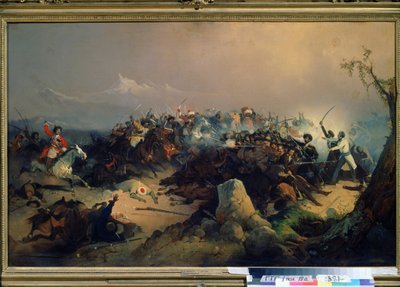 Angrep fra Cherkesses av det russiske kavaleriet 24. mai 1846 (Angrep av Cherkesses på det russiske kavaleriet 24. mai av David Johann Friedrch Koenig