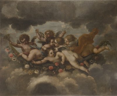 Putti som pynter med blomster av David Klöcker Ehrenstrahl