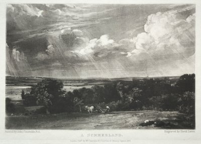 Ulike landskapsfag, karakteristisk for engelsk natur ... Et sommerland, 1831. av David Lucas
