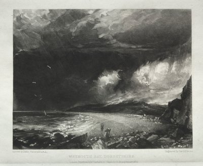 Ulike landskapsfag, karakteristisk for engelsk natur ... Weymouth Bay, Dorsetshire, 1830. av David Lucas