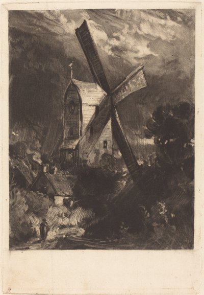Mill nær Brighton av David Lucas after John Constable