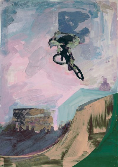 Half-Pipe, 2018 (akryl og kuttet papir) av David McConochie
