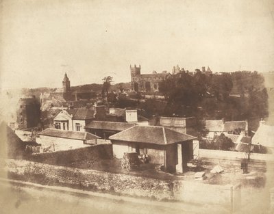 Linlithgow, fra jernbanestasjonen, med rådhuset, St. Michaels kirke og palass, 1843-184 Skapere: David Octavius Hill, Robert Adamson. av David Octavius Hill, Robert Adamson