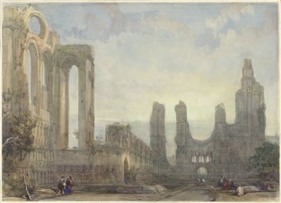 Aberbrothwick Abbey Ruins om natten av David Roberts