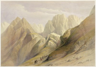 Ascent of the Lower Range of Sinai, 18. februar 1839, plate 114 fra bind III av 
