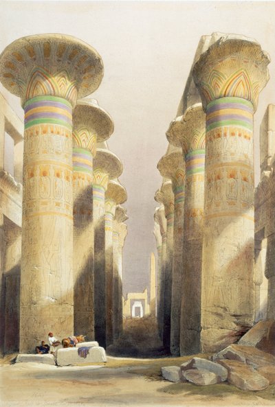 Central avenue of the Great Hall of Columns, Karnak, Egypt, 1800-tallet av David Roberts