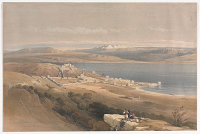 Byen Tiberias ved Genesaretsjøen, med utsikt mot Hebron av David Roberts