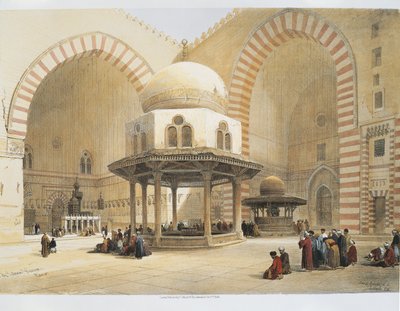 Egypt - 1800-tallet - Kairo - Sultan Hassans moske - Gårdsplass - Gravering av David Roberts av David Roberts