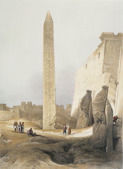 Egypt, Obelisk ved tempelet i Luxor, gravering av David Roberts av David Roberts