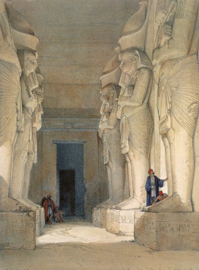 Utgravet tempel til Gyrshe, Nubia, 1800-tallet av David Roberts