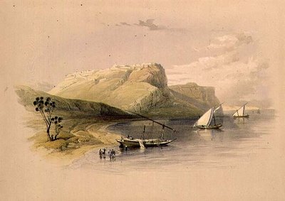 Fortress of Ibrim, Nubia, fra "Egypt and Nubia", Vol.1 (litho) av David Roberts