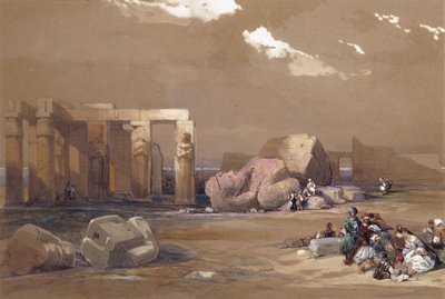 Fragmenter av de store kolossene ved Memnonium, Theben, 1838 av David Roberts