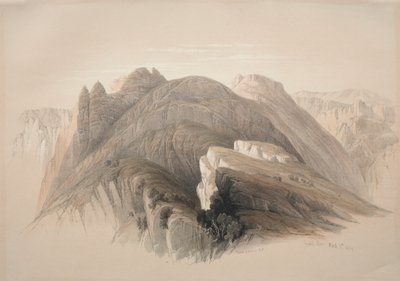 Gebil Hor. Mount Hor, fra klippene som omkranser Petra, 1839. av David Roberts