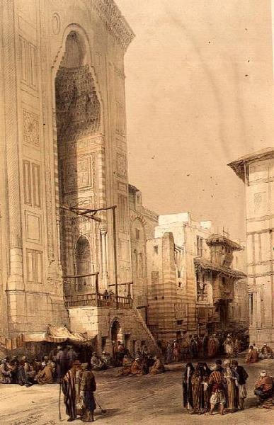 Stor inngang til moskeen til Sultan Hasan, fra "Egypt and Nubia", Vol.3 (litho) av David Roberts