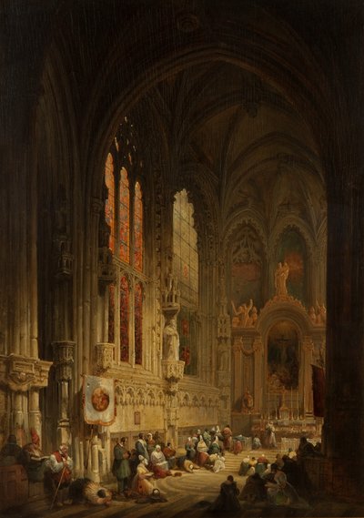 Interiør i en katedral, 1822 eller 1829 av David Roberts