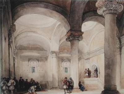 Interiør i en moske, ca. 1835 (akvarell på papir) av David Roberts