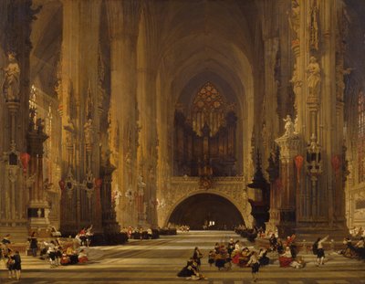 Interiør i katedralen St Stephen, Wien, 1853 av David Roberts