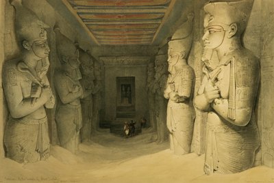 Interiør i Temple of Abu Simbel, fra "Egypt and Nubia", Vol.1 (litho) av David Roberts
