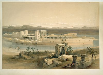 Philae-øya, Assuan, Egypt (akvarell) av David Roberts